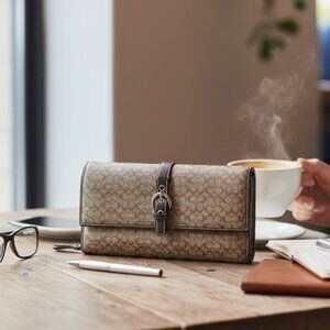 COACH Canvas/Leather Brown Wallet